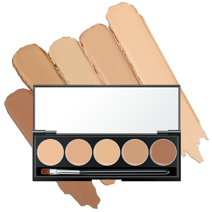 5 In 1 Multi-Use Correcting Concealer Palette,Waterproof Long Lasting Contour Palette,Professional Creamy Concealer Kit for Women,Easy to Create Full Coverage and Natural Finish.#5