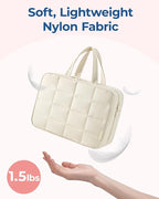 BAGSMART Travel Toiletry Bag with Jewelry Organizer, Hanging Travel Bag for Toiletries, Puffy Makeup Cosmetic Bag Organizer, Carry-on Travel Accessories Essentials, Camel-L