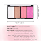 Matte Powder Blush Palette, 4 Colors Face Palette with White Highlighter, Brown Contour, Pink & Rose Pink Blush for Cheeks, Natural Lasting Makeup Palett for Women, Blus and Highlighter Pallet