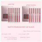 Glitter Lipgloss Set with Gift Box, 6 Colors Glitter