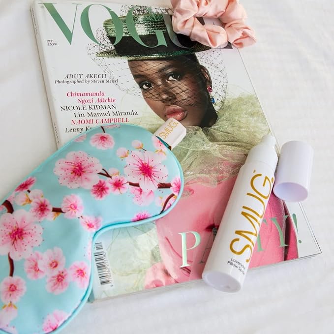 SMUG Satin Sleep Mask & Eye Mask | Travel Sleep Masks for Women & Men | Soft Sleeping Eye Mask to Nourish Skin & Reduce Dark Circles | Eye Sleep Mask Shades to Block Out Light | Cherry Blossom