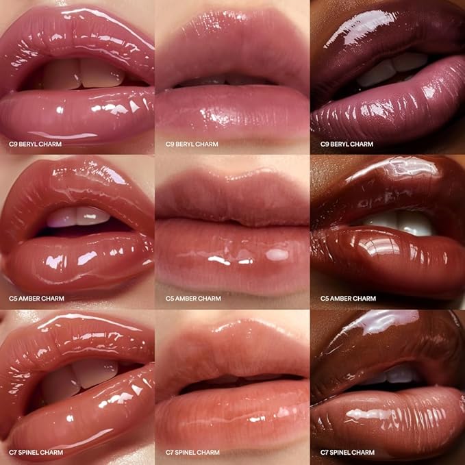 ENTROPY Makeup 2-in-1 Charm Shiny Glowy Lip & Cheek Gloss Tint Keychain, High Pigment Glossy Lip Color & Plumping Gloss, C3 Ruby Charm