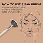 HALEYS Fan Brush VEGAN+CRUELTY-FREE, Sustainable Wood, Vegan Bristles for Airbrushed Finish, For highlighter application, Streak-free, Perfect Blending, Blurs, Smooths with Control