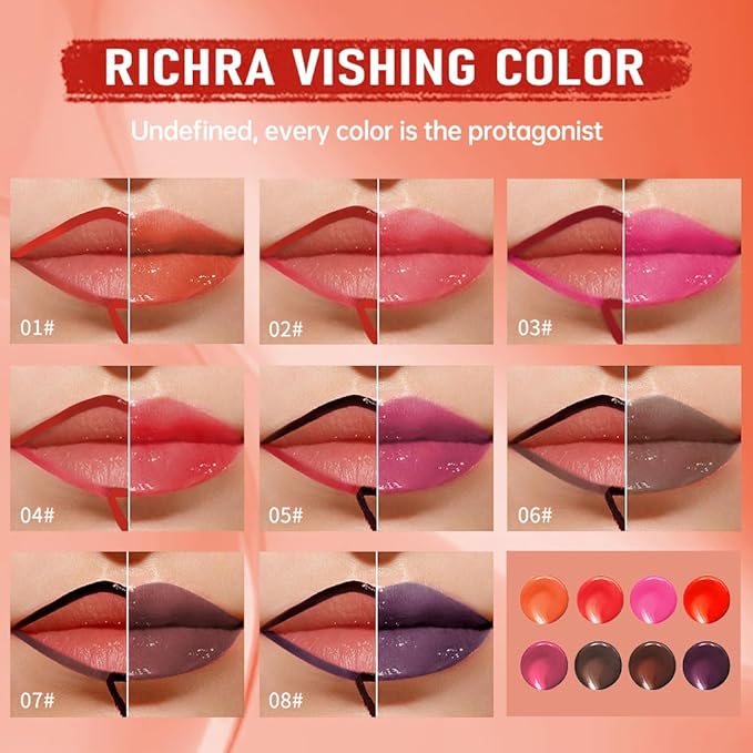 2Pcs Peel Off Lip Gloss Tattoo and Lip Oil 2-in-1, Lip Stain Peel Off Masque - Peel Off Lip Tint ,Long Lasting Waterproof Transfer-proof Lip Mask Lip Gloss Peel Off Lip Liner,Stay Lip Makeup 02#+03#