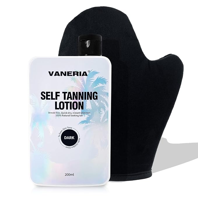 VANERIA Gradual Self Tanner Lotion,Sunless Tanning Lotion,Hydrating,Natural,Long Lasting,Light/Medium/Dark Bronze,Vegan and Cruelty Free.200ml (Dark)