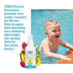 Natural and Vegan SPF 50+ Mineral Sunscreen for Full Body - Water Resistant (80 Minutes), Unscented, Titanium Dioxide FREE - Safe for Newborn and Whole Family - Non-Nano Best Sunscreen,100ml