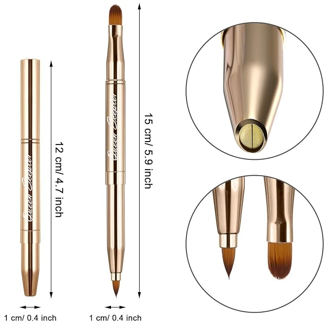 Retractable Eyebrow Eyelash Lip Brush Makeup Brush Double-Sided Soft With Cap Concealer Eyeliner For Travel Cosmetic Brushes, gold color