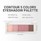 Erinde 5 Colors Matte Eyeshadow Palette Makeup, Natural Classic Nude Neutral Nude Brown Eye Shadow, Long Wearing Waterproof Everyday Eye Makeup for Brown Eyes, Romantic Peach Mauve Eyeshadow, 04