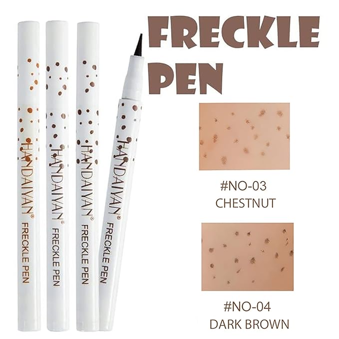 Freckle Pen 2 Colors, Natural Lifelike Freckle Makeup Pen Magic Freckle Color,Waterproof Longlasting Soft Dot Sopt Pen,for Natural Effortless Sunkissed Makeup-Chestnut&Dark Brown