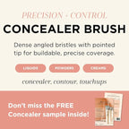 HALEYS Concealer Brush VEGAN+CRUELTY-FREE, Sustainable Wood, Vegan Bristles for Airbrushed Finish, For Creams,Liquids, Powder, Streak-free, Perfect Blending, Buffs, Smooths with Control, Special shape