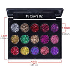 evpct 15 Color Shimmer Glitter Sparkle Glittery Eyeshadow Makeup Palette Pallet Glitter for Girl Pink Silver Red Rose Green Sparkling Sparkly Glitter Gel Pigment Eyeshadow Face Paint Makeup Palette