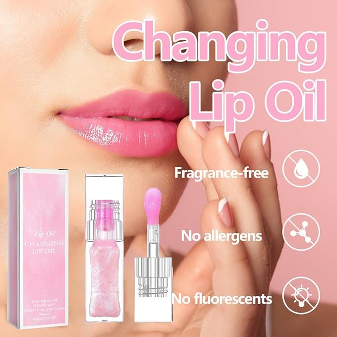 Magic Color Changing Lip Oil,Moisturizing Lip CareNon-Sticky Fres