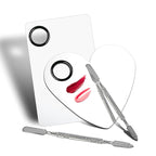 2Pcs Cosmetic Makeup Palette, Premium Stainless Steel Metal Makeup Mixing Palette with Spatula, Makeup Mixing Tray for Mixing Foundation/Eye Shadow/Mascara/Nail Polish/Pigment/Nail Art