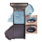 Blue Black Two Color Matte Shimmer Glitter Eyeshadow,Bright High Pigment Eye Shadow Powder,Professional Long-Lasting Waterproof Makeup Palette,Blendable,Easy-To-Apply and Compact for Travel