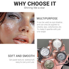 Single Glitter Eyeshadow, Shimmer Eyeshadow Palette, Korean Eye Glitter Makeup, Ultra-Blendable, Sparkle Silver Eye Shadow, Single Shade Metallic Pigmented, (Silver)