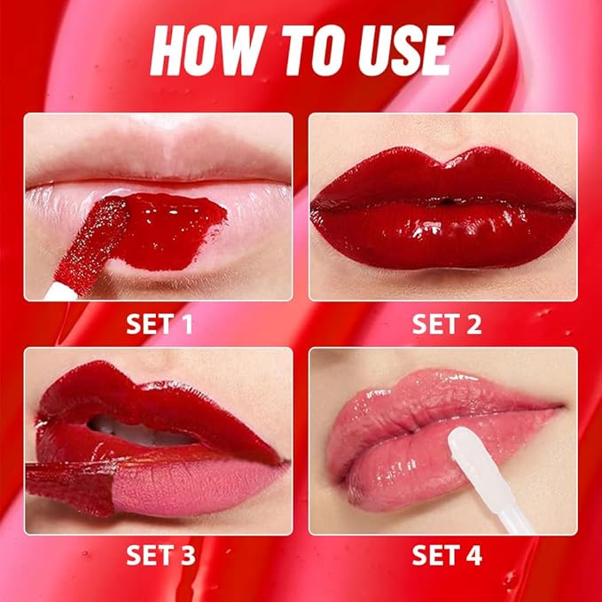 2Pcs Lip Stain Peel Off Lip Gloss oil Dual-Ended Combo, Lips Liner Stain Peel Off Masque, Long Lasting & Waterproof, Transfer-Proof Lip Tint Stain with Lip oil for All Skin Type 02#+03#