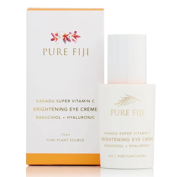 PURE FIJI Eye Cream Vitamin C Brightening Eye Cream, Under Eye Cream for Wrinkles and Bags, Under Eye Cream For Dark Circles, Smoothing & Anti-Aging Skincare (0.5oz/15ml)
