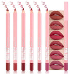 6 Pcs Natural Nude Brown Beige Colors Lip Liner Lipstick Pencils Set for Daily Makeup,Easy to Apply & Remove,Waterproof (02, pack of 6)
