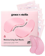 grace & stella Award Winning Under Eye Mask - Reduce Dark Circles, Puffy Eyes, Undereye Bags, Wrinkles - Gel Under Eye Patches - Gifts for Girlfriend - Vegan Cruelty-Free Self Care (48 Pairs, Pink)