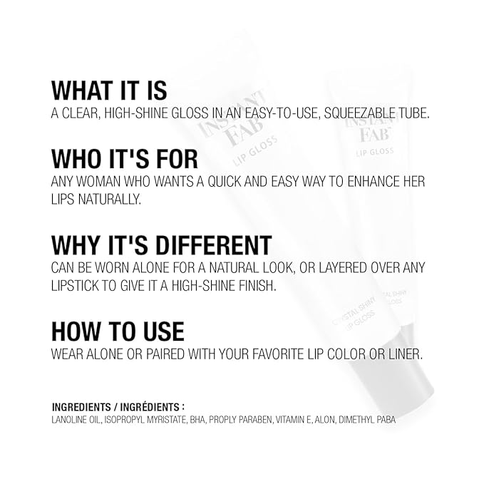 STUDIO LIMITED Instant Fab Crystal Shiny Clear Lip Gloss Long Lasting Ultra Hydrating Plumping Lip Gloss for women girls Value Pack 14ml/ 0.47oz (Clear, 6 Pcs)