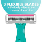 BIC Soleil Simply Sensitive Women's Disposable 3 Blade Razors, Soothing Moisture Strip, 5-Count Pack