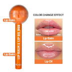 Tinted Lip Balm Lollipop Lip Gloss, Magic pH Color Changing Pink Lipstick & Vitamin E Clear Lip Oil Combo, Hydrating Plumping Lip Care Product for Girls (Orange)