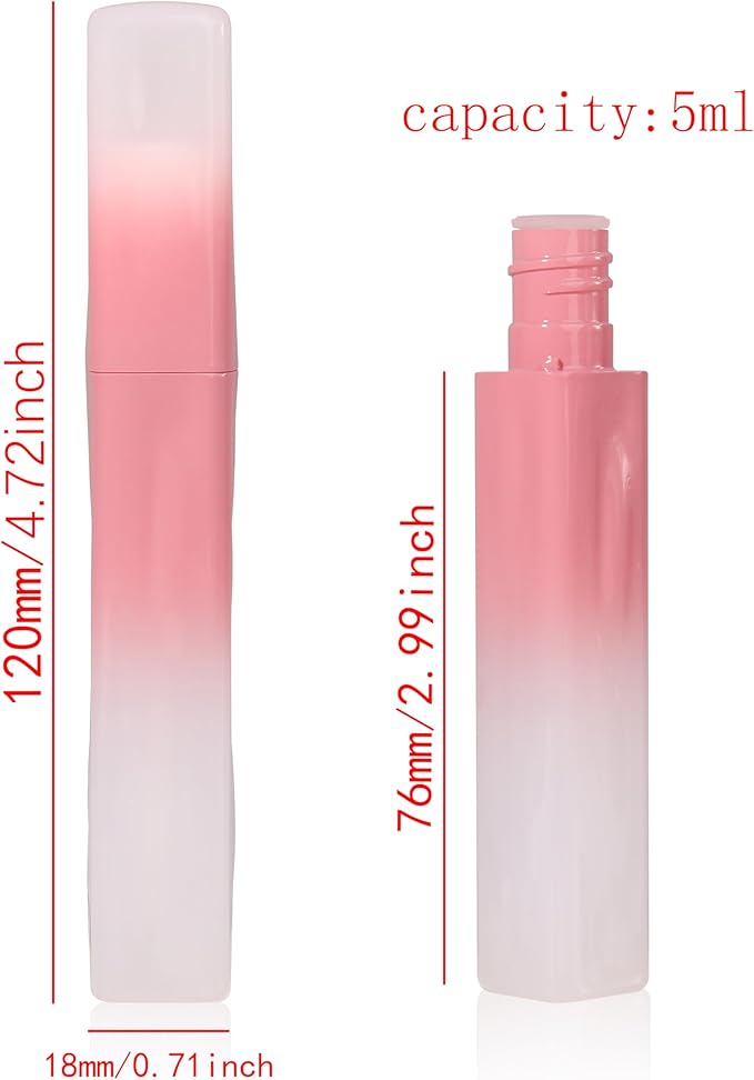 COSIDEA 15pcs 5ml Irregular rectangle empty lip gloss tubes bulk with wand unique Gradient pink lipgloss tube