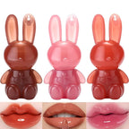 3Pcs Cute Rabbit Hydrating Lip Gloss Set,Cute Bunny Lip Glaze, Moisturising Jelly Liquid Lipsticks Lip Stain,Waterproof Non-Stick Cup Long Lasting Cute Makeup