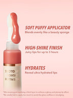 SHEGLAM Pout Pillow Cushion Lip Gloss Moisturizing Liquid Lipstick High Shine Finish Sponge Tip Applicator Non-Sticky Lip Glaze Purple -K.O.