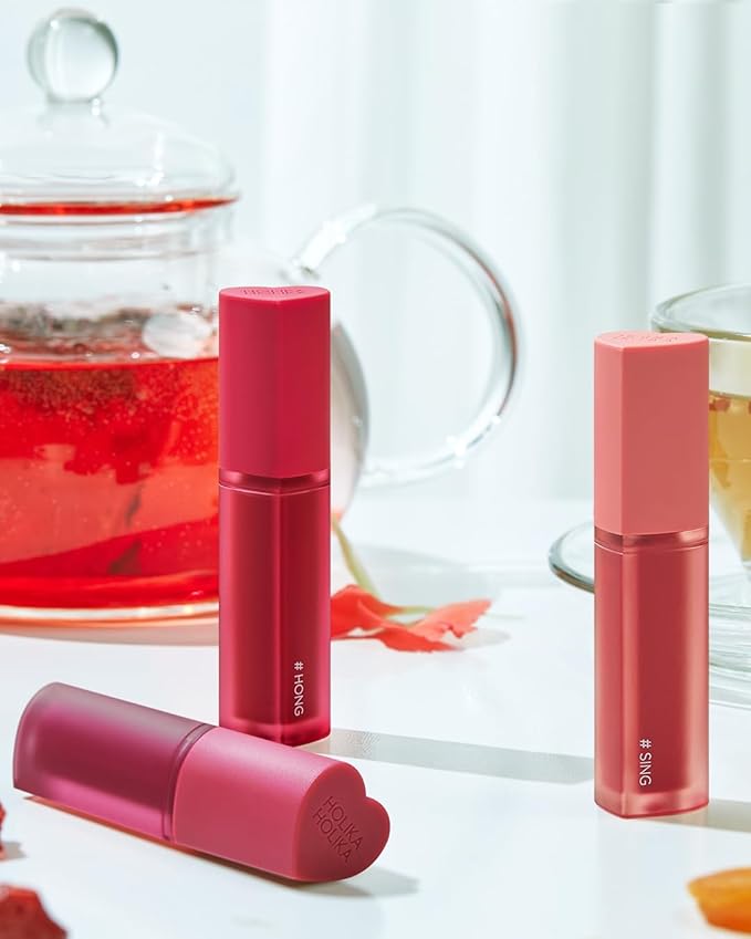 HOLIKA HOLIKA Heart Crush Glow Lip Tint Air – Korean Lip Tint with High Shine Juicy Fruit Jam Colors Lip Stain – Hydrolyzed Collagen & Vitamin C (12 HONG)