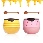 2PCS Bee Lip Balm Honey Pot,Honey Balm（Honey+Strawberry）