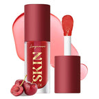 Big Brush Head Hydrating Lip Glow Oil Plumping Lip Tint, Hydrating Lip Gloss Tinted Lip Balm Transparent Lip Care, Long Lasting Nourishing Non-sticky Fresh Texture (Cherry)