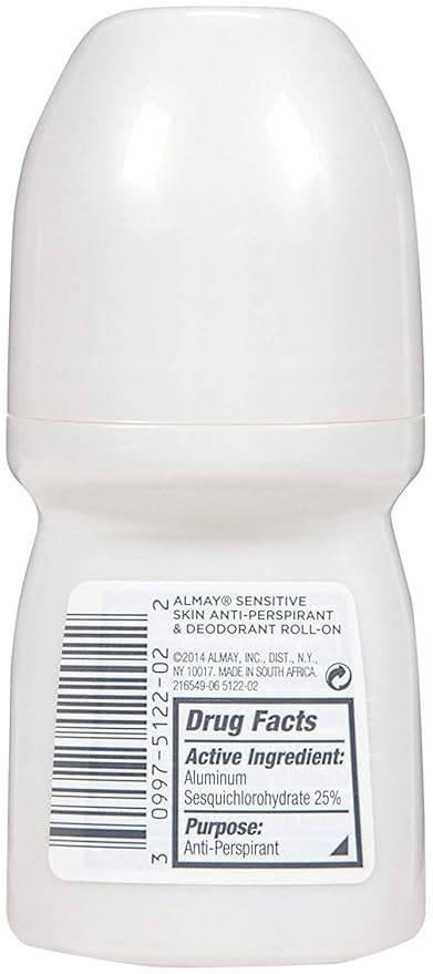 Almay Anti-Perspirant & Deodorant, Sensitive Skin, Roll-On, Fragrance Free 1.7 oz (Pack of 12)