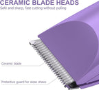 OLOV Electric Body Hair Trimmer - Groin Trimmer for Men - Bikini Trimmer Women - Wet/Dry Shaver Groomer, Replaceable Ceramic Blade Heads, USB Recharge Dock, Waterproof Hygiene Razor, Bright Purple