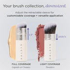 HALEYS Retractable Face Brush, VEGAN Dense, Angled Bristles & Adjustable Sleeve, Portable Makeup Brush for Quick, Easy Streak-Free Blending of Liquids, Creams, Powders, Travel-friendly Mess-Free Cap