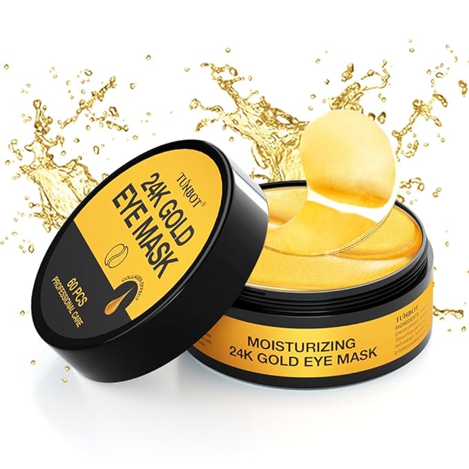 Under Eye Patches-24k Gold Eye Mask Pads - 60 Pieces, Collagen Hyaluronic Acid Eye Mask, Anti-Aging, Reduce Dark Circles, Puffiness and Wrinkles, For Men and Women