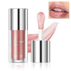 Korean Clear Lip Oil Tinted Lip Plumper Gloss for Women Big Brush Head Hydrating Lip Glow Oil for Lip Care and Dry Lips - 05 Smoke Gray Pink