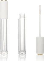 COSIDEA 10pcs Empty Round 4ml 0.13oz lip gloss tubes with soft silicon tip wand Gold white lid Lipgloss tube containers for lip oil packing