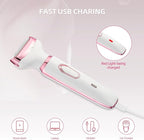 Electric Razors for Women, 4 in 1 Electric Women Shaver, Face Shavers Eyebrow Legs Armpit Bikini Area Pubic Underarms, Painless Facial Hair Removal Ladies Body Razors Set