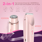 Glow Aura Womens Shaver 2 in 1, Electric Razor, Painless Hair Removal for Face,Body Waterproof Wet & Dry Use Body Hair Trimmer (Pink)