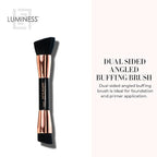LUMINESS Dual-Sided Angled Buffing Brush - Cruelty-Free Synthetic Bristles Ideal for Foundation & Primer - Soft Fibers Gives Silky Touch on Skin & Creates Flawless Base with Perfect Finish