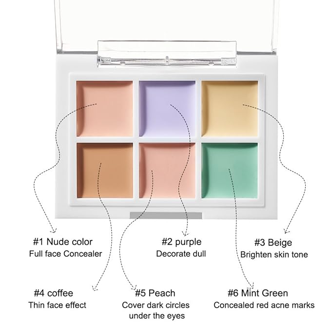 Color Correcting Concealer Palette 6 Colors Lightweight Smooth