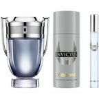 Paco Rabanne Invictus 3-Piece Gift Set for Men, (3.4 Oz Eau De Toilette Spray + 5.0 Oz Deodorant spray + 0.33 Oz Travel Spray)