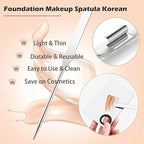 Picasso Makeup Spatula and Palette Set, Korean Makeup Spatula with Leather Cover, Stainless Steel Makeup Palette with Scraper Tool, Metal Foundation Palette for Cosmetic Pigment Blending（SS）