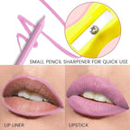 evpct 1Pcs Violet Light Purple Matte Long Lasting Lip Liner Pencils Makeup for Shaping & Sculpting Lips, No Transfer Long Wear Waterproof Pigmented Lip Liner lipliners Crayon Lipstick Pencil Sharpener
