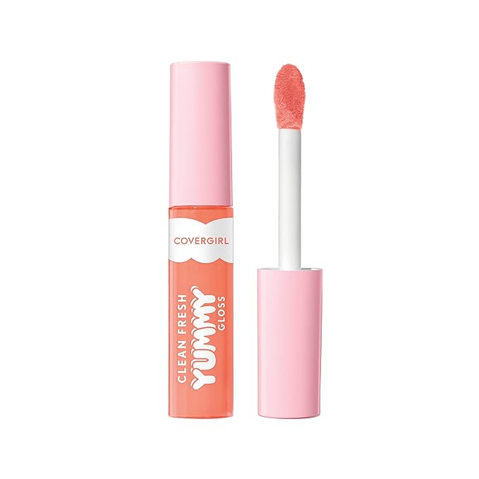 COVERGIRL Clean Fresh Yummy Gloss – Lip Gloss, Sheer, Natural Scents, Vegan Formula - Peach Out!