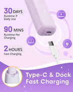 Electric Bikini Trimmer: 2 in1 Body Facial Hair Remover - Painless Pubic Hair Shaver (Purple)