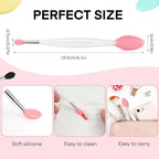Unaone Lip Scrub Brush - 4 PCS Dual-ended Lip Scrubber Exfoliator and Silicone Lip Brush, 2-in-1 Silicone Lip Scrub Tool Lip Mask Applicator, Gentle Exfoliator & Applicator for Soft