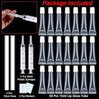 AMORIX 50PCS Lip Gloss Tubes 15ml White Lip Gloss Containers Empty Lip Balm Tubes Refillable Cosmetic Squeeze Lipgloss Tubes + 2 x 20ml Syringes Tag Labels for DIY Lip Gloss Base Glitter