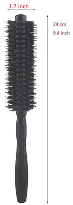 PERFEHAIR Round Brush with Natural Boar and Nylon Bristles, Small Volumizing Hair Brush- 1.7 Inch Diameter Barrel